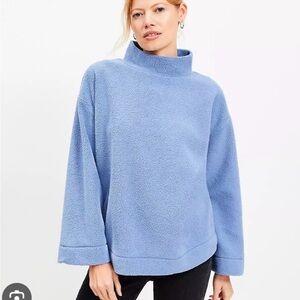 LOFT Light Blue Cowl Neck Fleece Sweater